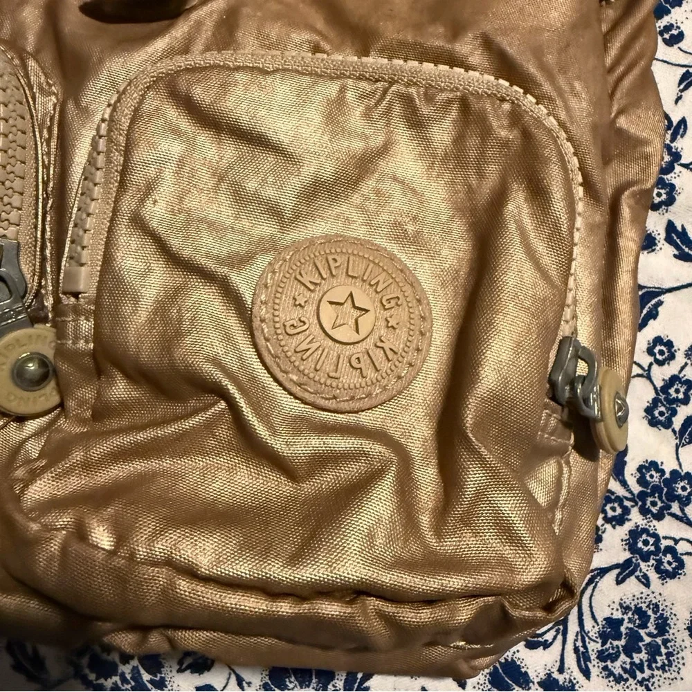 Kipling Lovebug Travel Small Backpack Bronze Gold Quartz Metallic